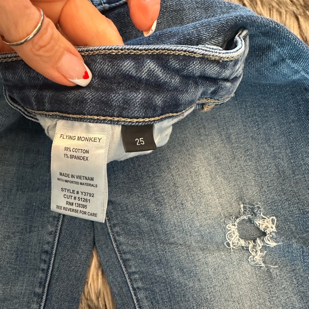 Flying monkey, jeans, distressed, size 25